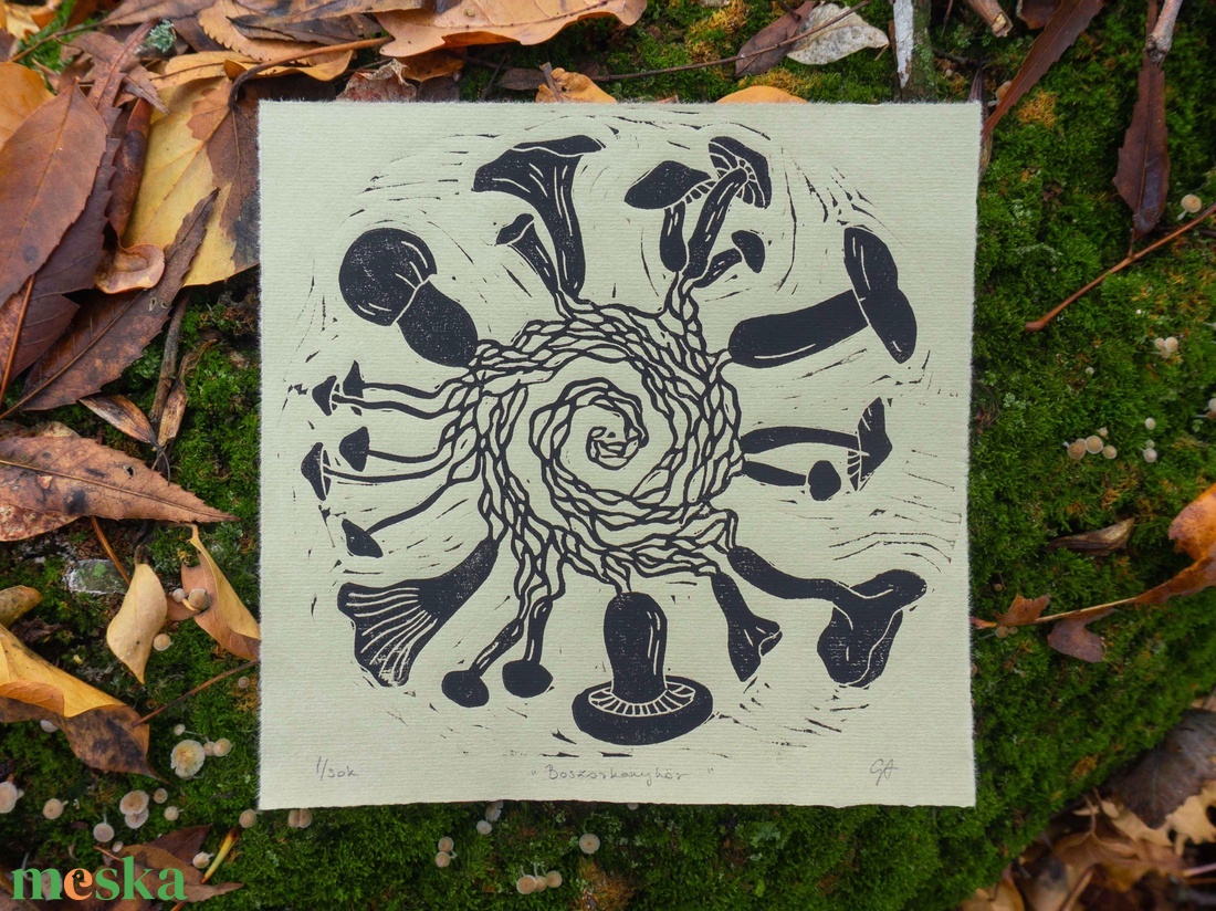 Boszorkánykör - linómetszet - művészet - grafika & illusztráció - művészi nyomat - Meska.hu
