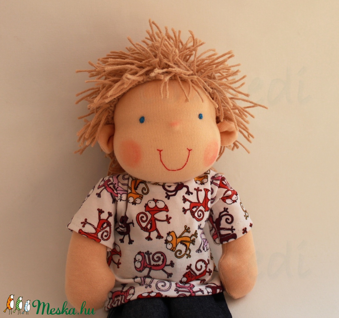 Waldorf fiú baba és azonos anyagból készült kisfiú póló- gyíkos  -  - Meska.hu