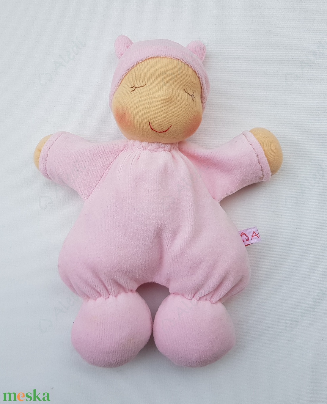 Plüss bébi baba - világos rózsaszín - játék & sport - baba & babaház - baba - Meska.hu