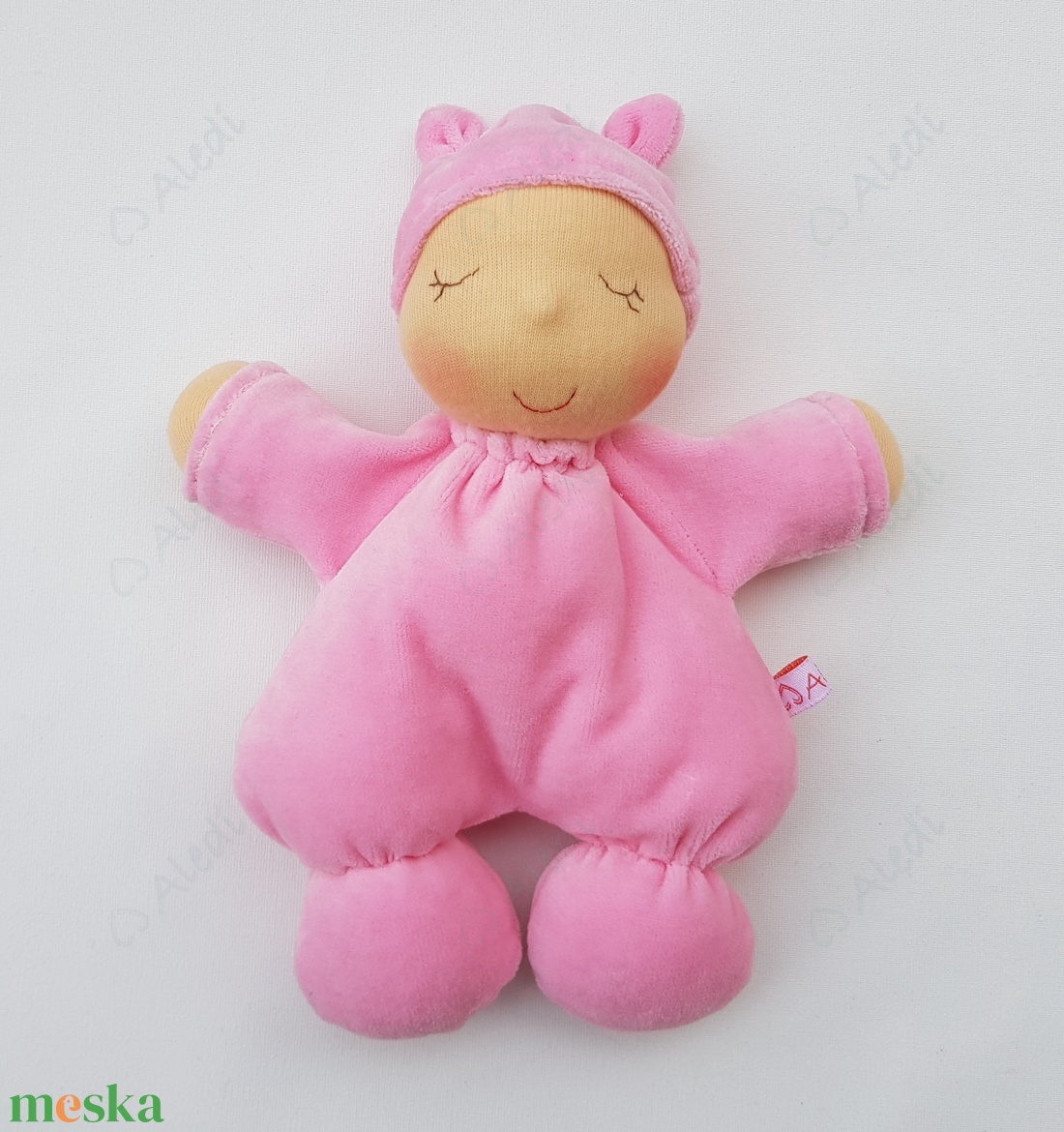 Plüss bébi baba - sötét rózsaszín - játék & sport - baba & babaház - baba - Meska.hu