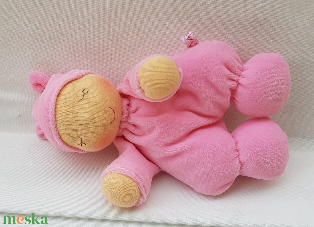 Plüss bébi baba - sötét rózsaszín - játék & sport - baba & babaház - baba - Meska.hu