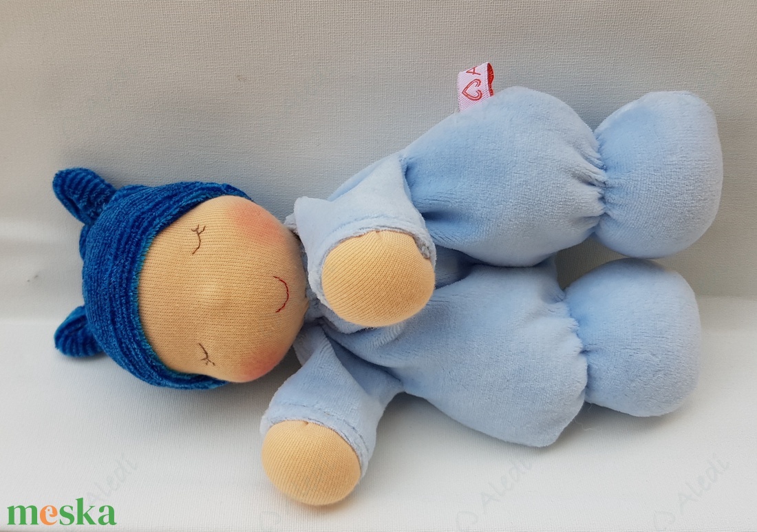Plüss bébi baba - kék - játék & sport - baba & babaház - baba - Meska.hu