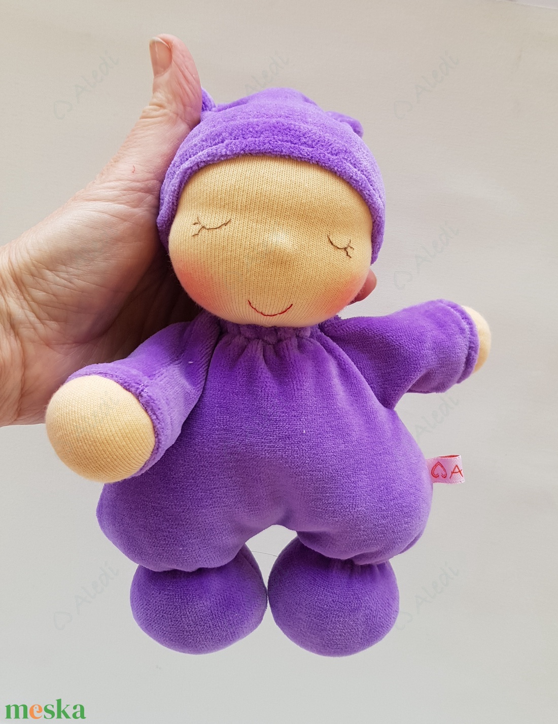 Plüss bébi baba - lila - játék & sport - baba & babaház - baba - Meska.hu