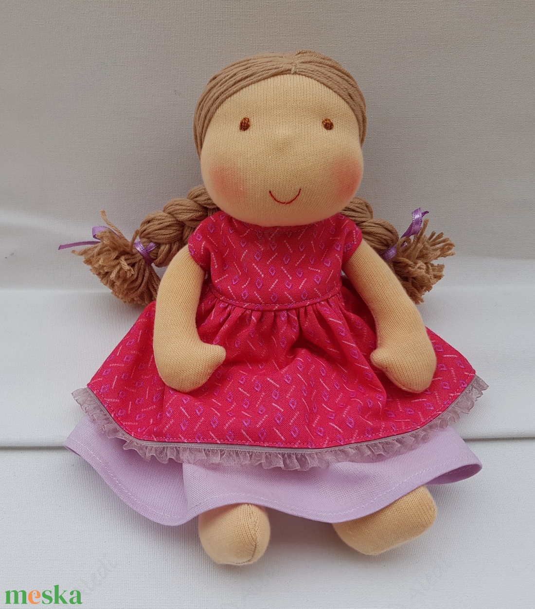 Kis Waldorf baba - pink - játék & sport - baba & babaház - öltöztethető baba - Meska.hu
