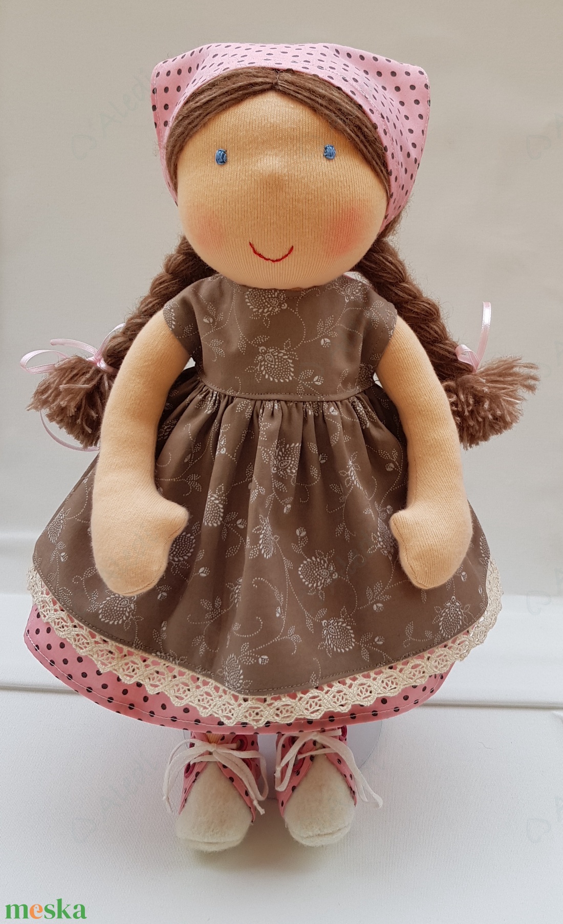 Waldorf baba - barna ruhás - játék & sport - baba & babaház - öltöztethető baba - Meska.hu