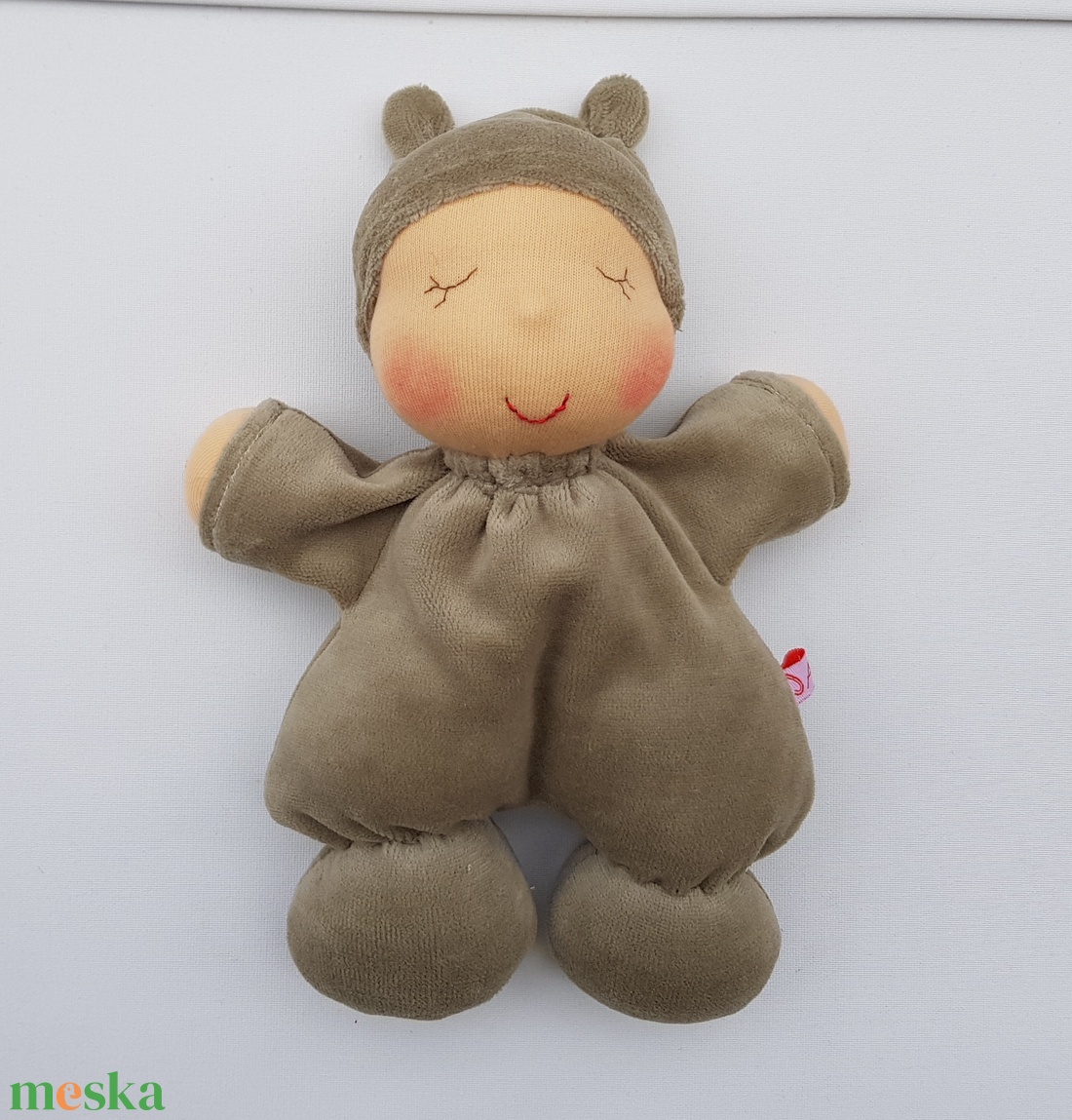 Plüss bébi baba - mohazöld - játék & sport - baba & babaház - baba - Meska.hu