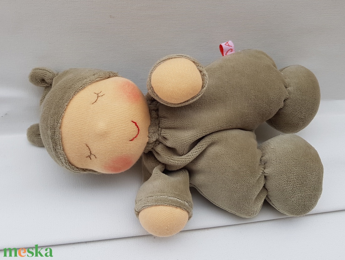 Plüss bébi baba - mohazöld - játék & sport - baba & babaház - baba - Meska.hu