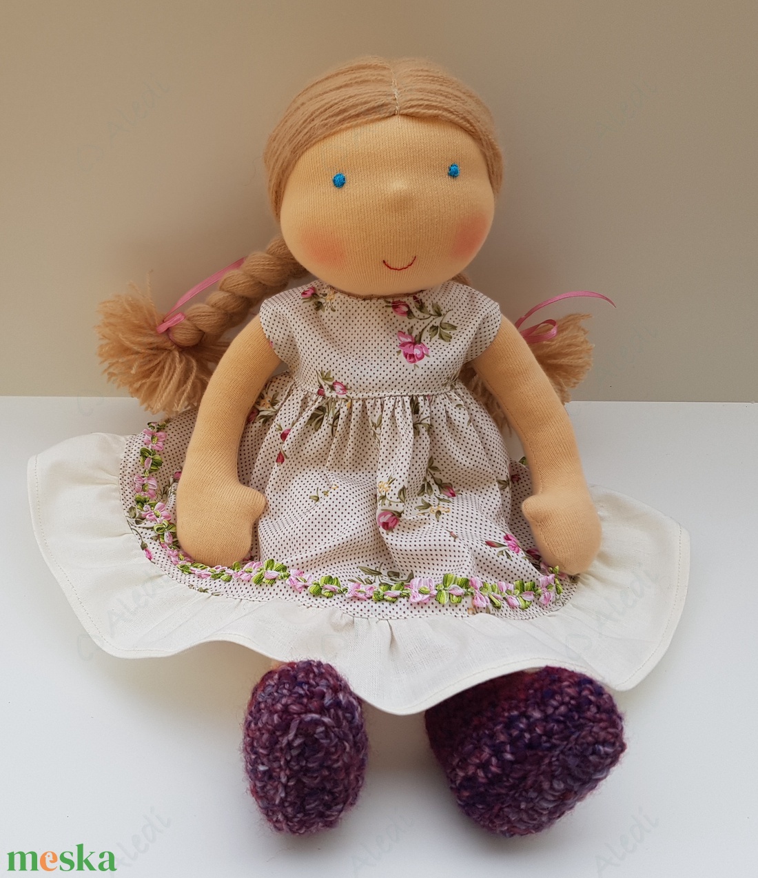 Waldorf baba - Bíborka - játék & sport - baba & babaház - öltöztethető baba - Meska.hu