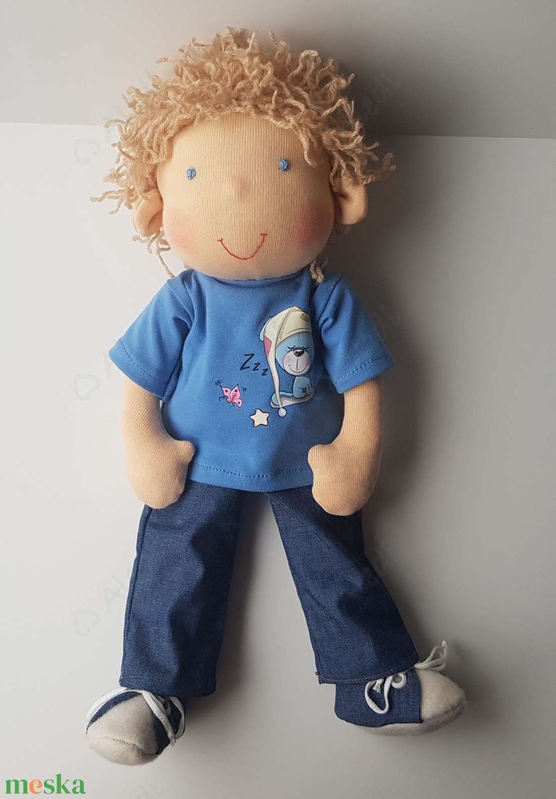 Szőke Waldorf fiú baba - játék & sport - baba & babaház - öltöztethető baba - Meska.hu