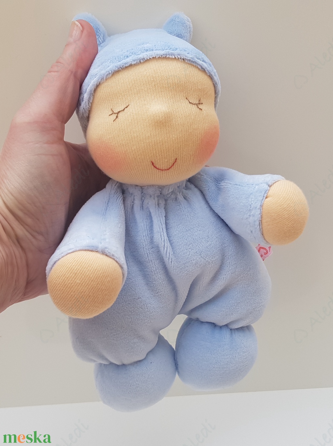 Plüss bébi baba - kék - játék & sport - baba & babaház - baba - Meska.hu