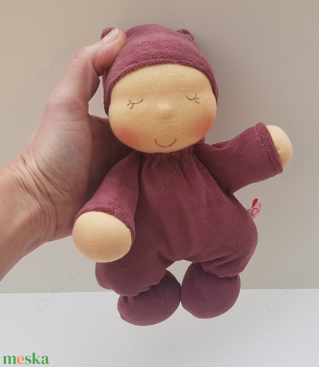 Plüss bébi baba - padlizsán - játék & sport - baba & babaház - baba - Meska.hu