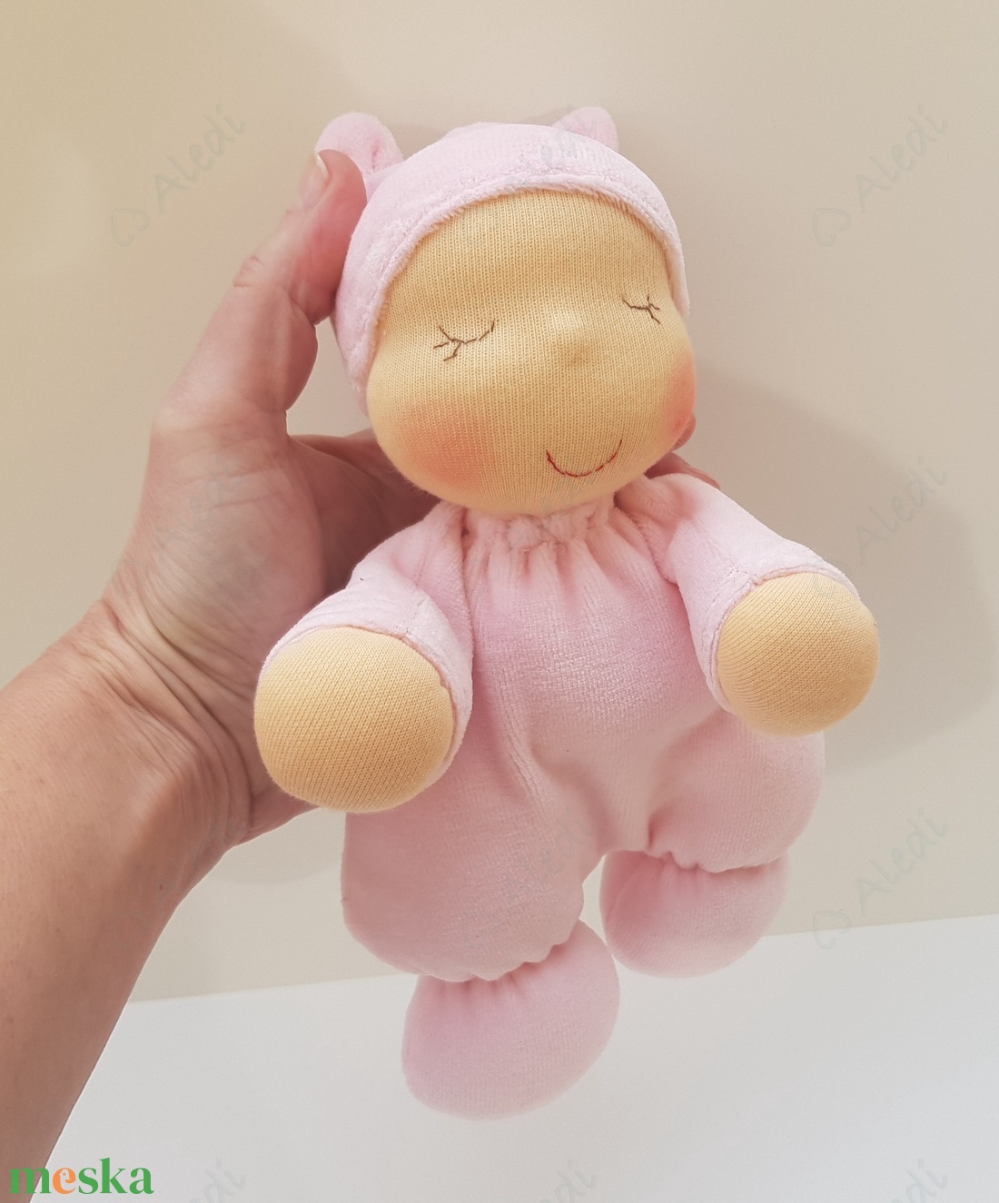 Plüss bébi baba - rózsaszín - játék & sport - baba & babaház - baba - Meska.hu