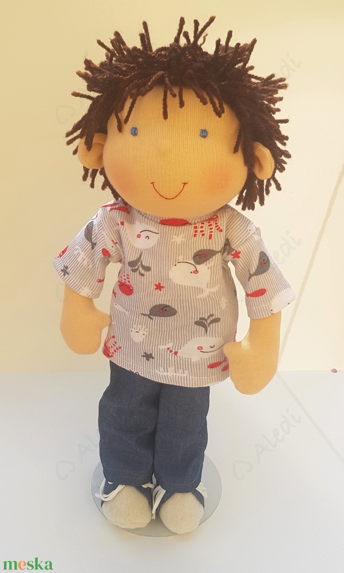 Barna hajú Waldorf fiú baba - játék & sport - baba & babaház - öltöztethető baba - Meska.hu