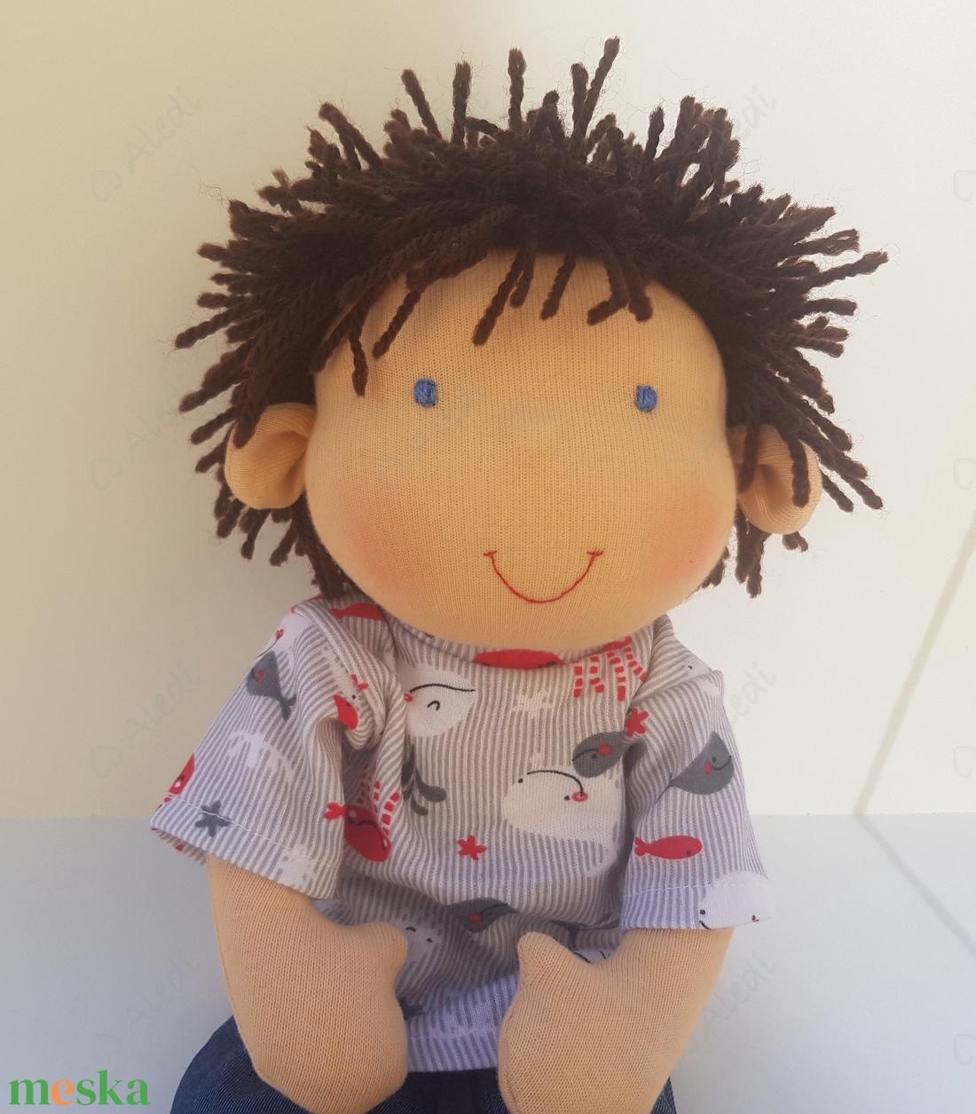 Barna hajú Waldorf fiú baba - játék & sport - baba & babaház - öltöztethető baba - Meska.hu