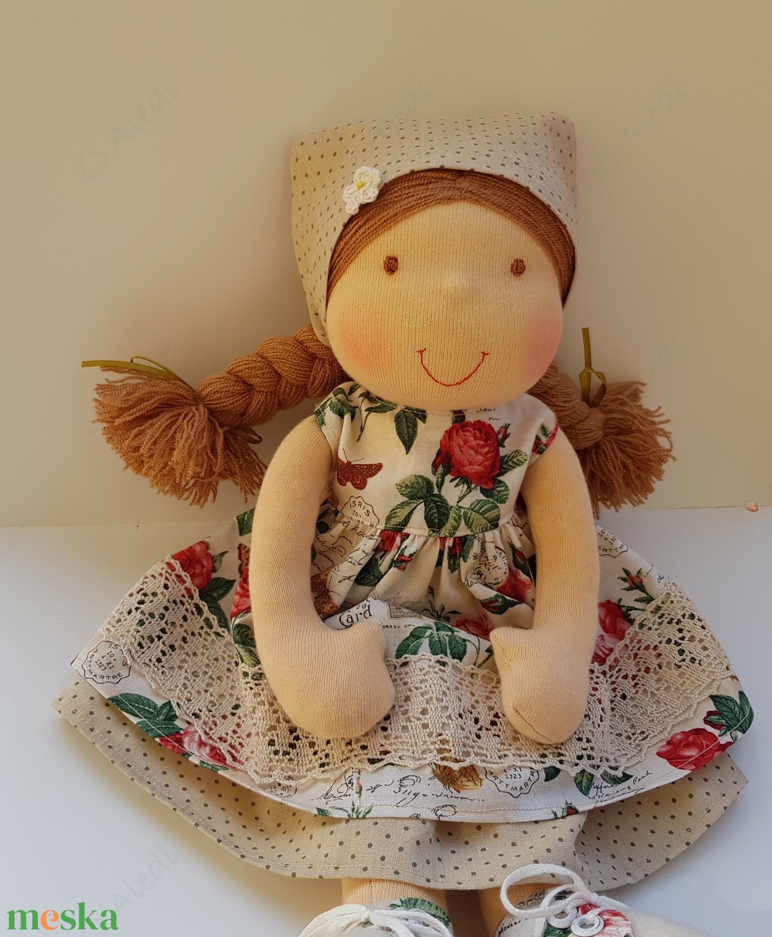 Rózsás Waldorf baba  - játék & sport - baba & babaház - öltöztethető baba - Meska.hu