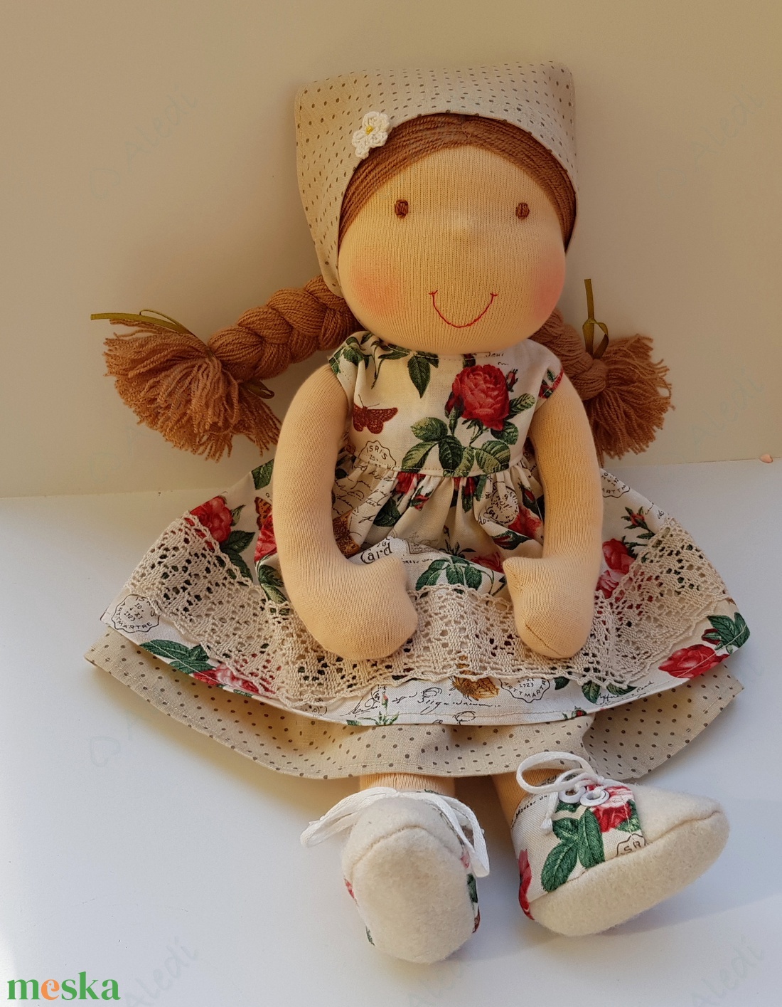 Rózsás Waldorf baba  - játék & sport - baba & babaház - öltöztethető baba - Meska.hu