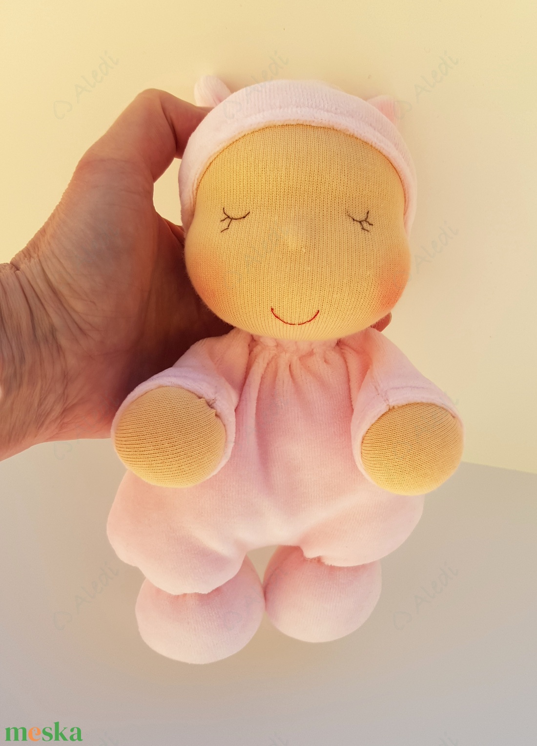 Plüss bébi baba - rózsaszín - játék & sport - baba & babaház - baba - Meska.hu