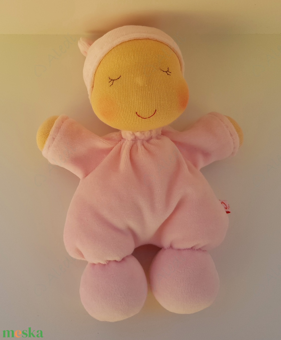 Plüss bébi baba - rózsaszín - játék & sport - baba & babaház - baba - Meska.hu