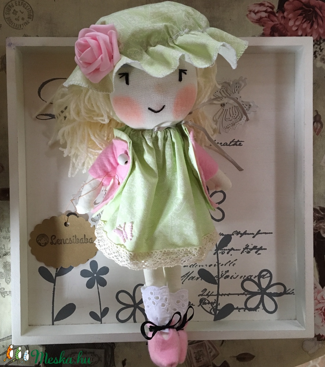 Tavaszi kislány, kézműves baba, textilbaba, rongybaba -  - Meska.hu