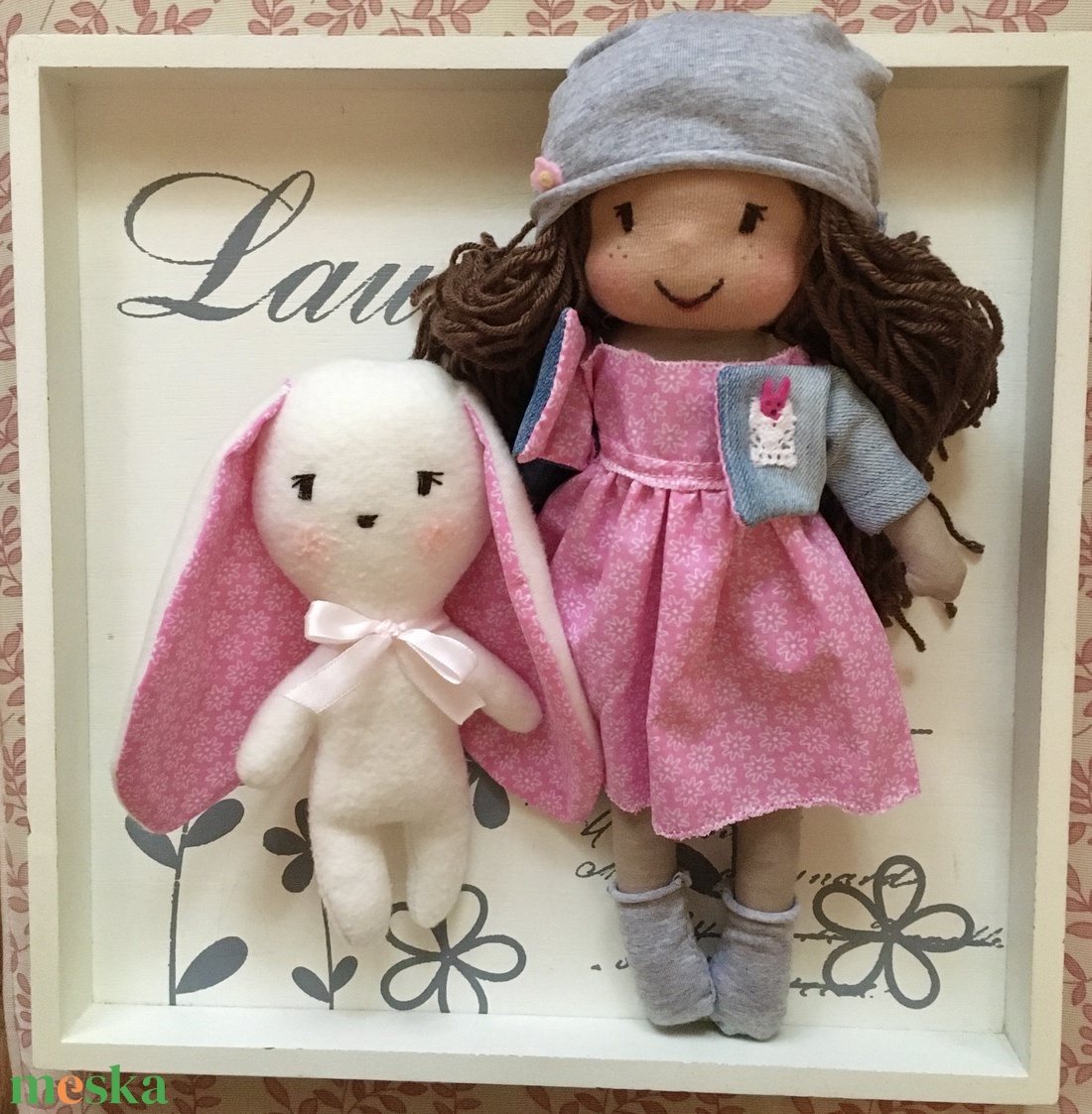 Barna hajú öltöztethető baba nyuszival - játék & sport - baba & babaház - öltöztethető baba - Meska.hu