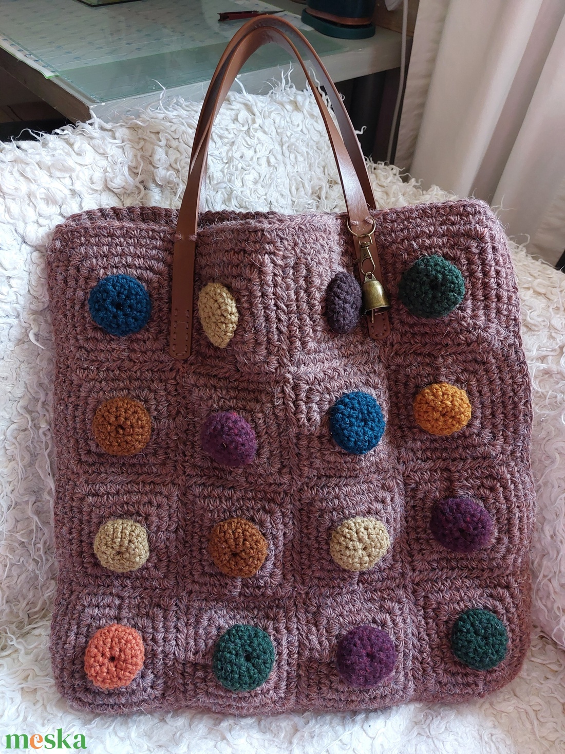 Gombóc gyapjútáska - táska & tok - kézitáska & válltáska - nagy pakolós táska - Meska.hu