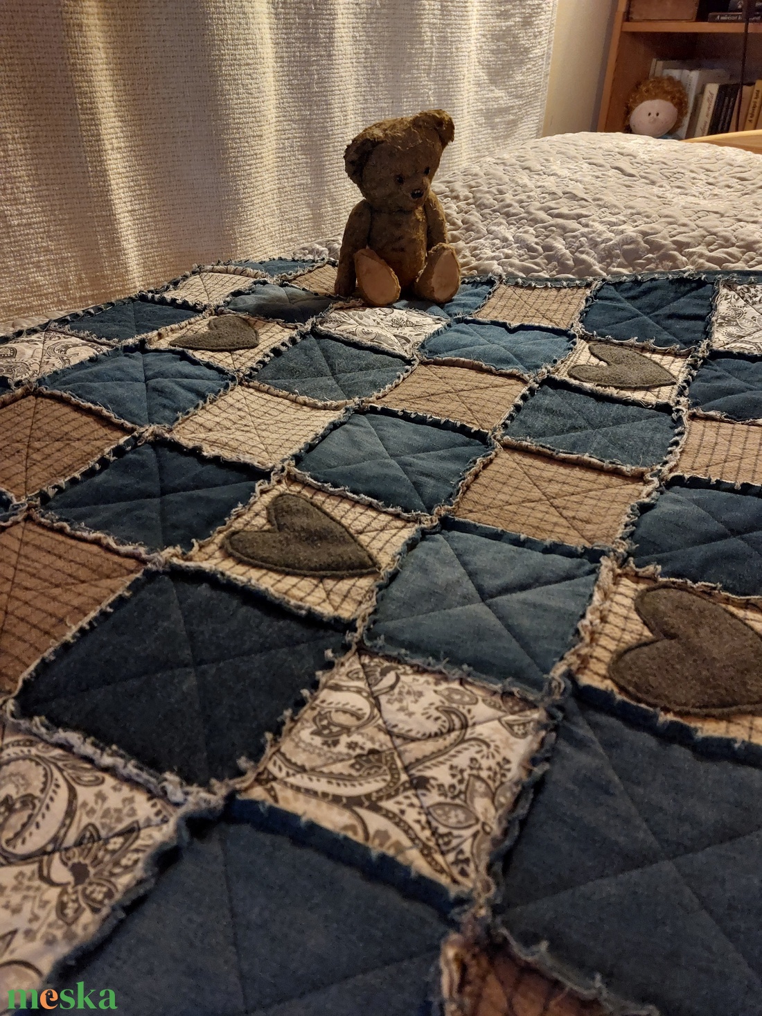 Blue jeans patchwork takaró - otthon & életmód - lakástextil - felnőtt takaró, pléd - Meska.hu