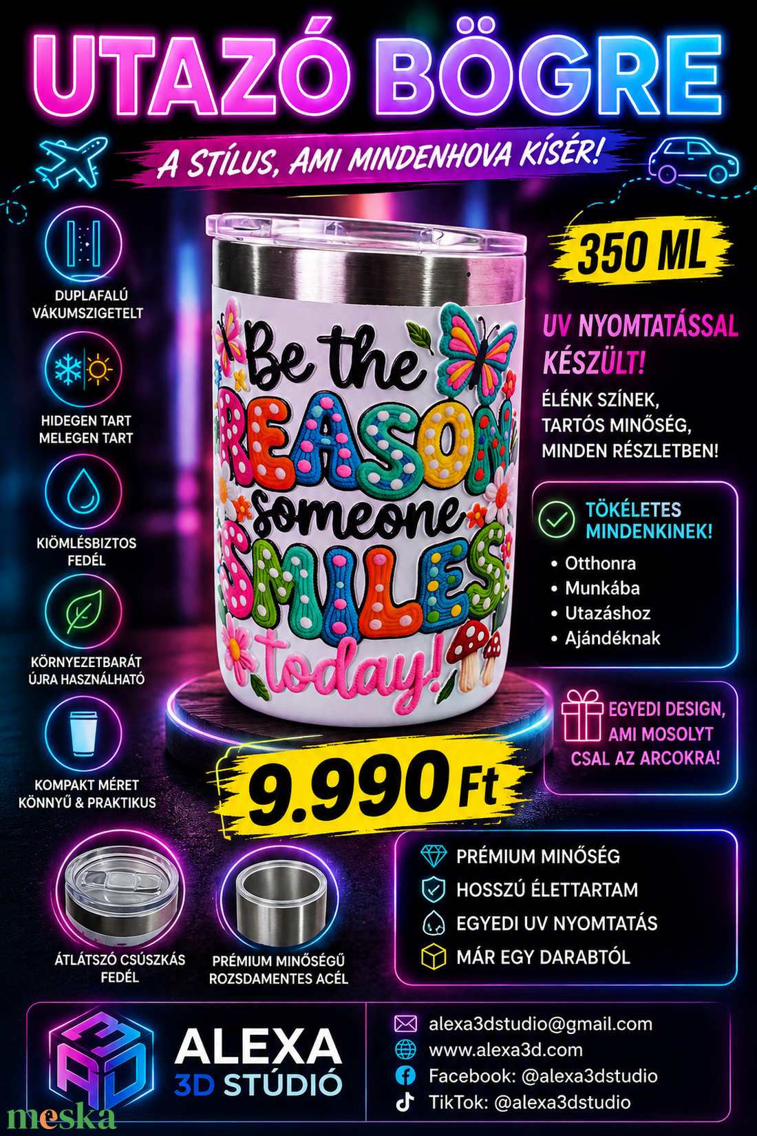Egyedi Mintás Rozsdamentes Termobögre (355 ml) � Be the Reason Someone Smiles Today - otthon & életmód - konyhafelszerelés, tálalás - tálalás - bögre & csésze - Meska.hu