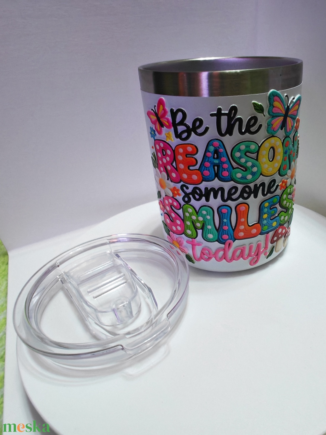 Egyedi Mintás Rozsdamentes Termobögre (355 ml) � Be the Reason Someone Smiles Today - otthon & életmód - konyhafelszerelés, tálalás - tálalás - bögre & csésze - Meska.hu