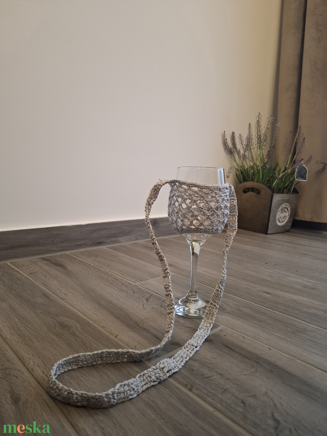 Horgolt borospohár tartó - otthon & életmód - konyhafelszerelés, tálalás - italos kellékek - boros díszdoboz - Meska.hu