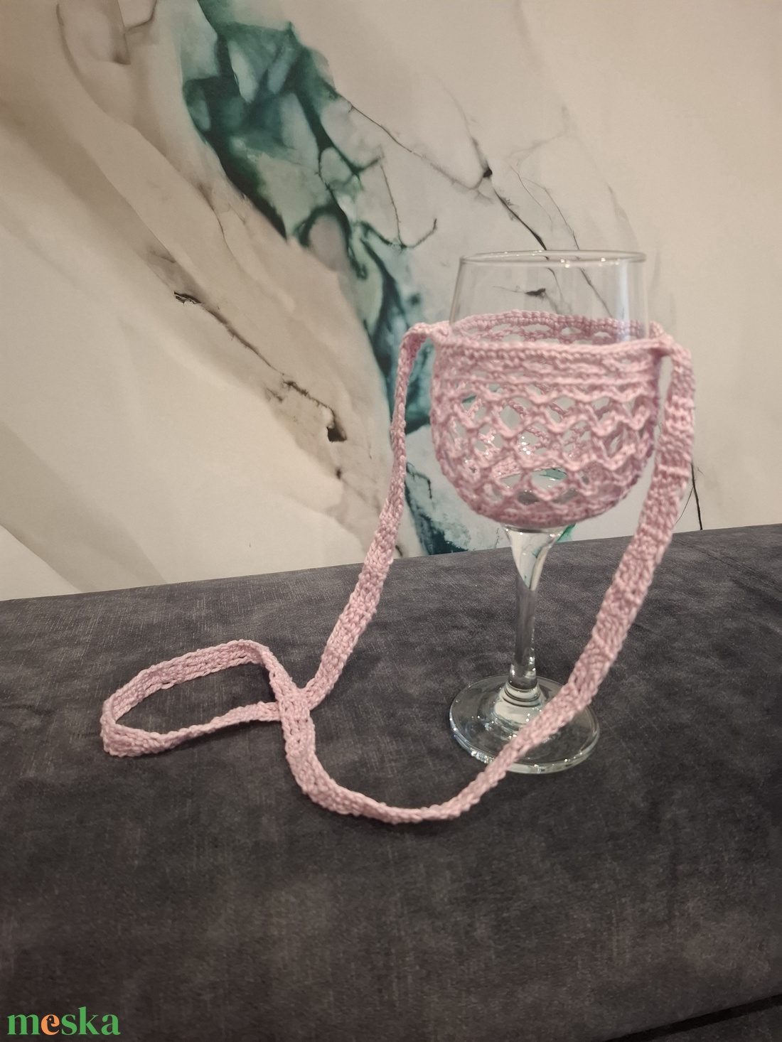 Horgolt borospohár tartó - otthon & életmód - konyhafelszerelés, tálalás - italos kellékek - boros díszdoboz - Meska.hu