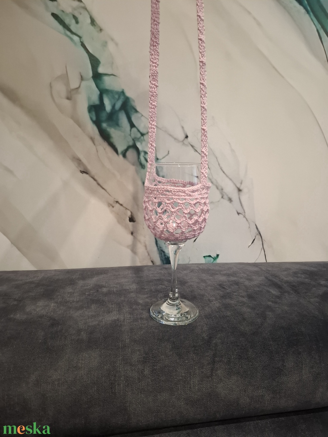 Horgolt borospohár tartó - otthon & életmód - konyhafelszerelés, tálalás - italos kellékek - boros díszdoboz - Meska.hu