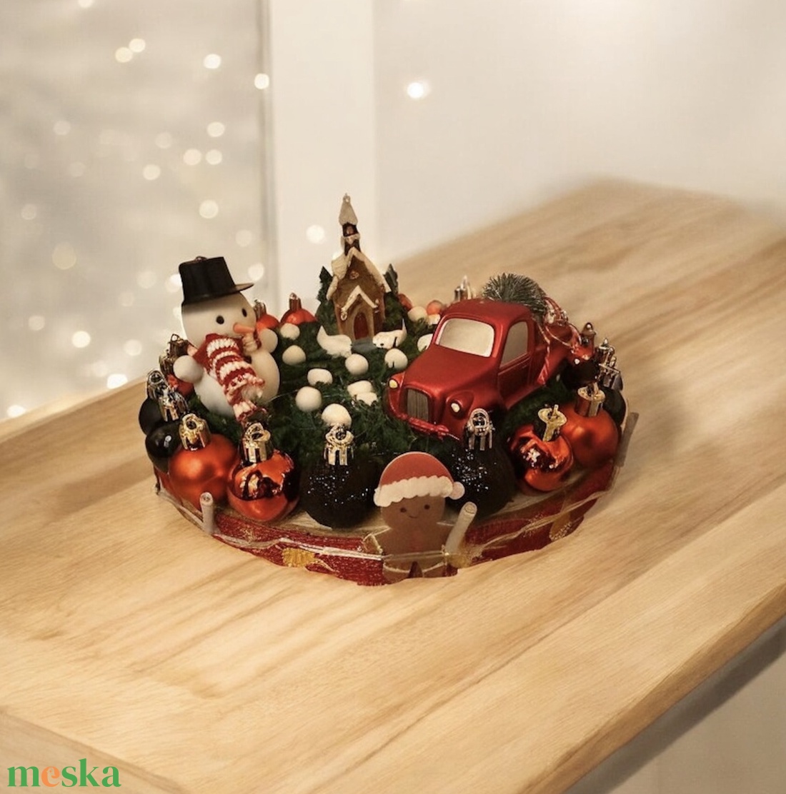 Ünnepi Asztaldísz / Karácsonyi Dekor  Hógömb Hangulat, LED Fénnyel  - karácsony - adventi díszek - adventi asztaldísz - Meska.hu