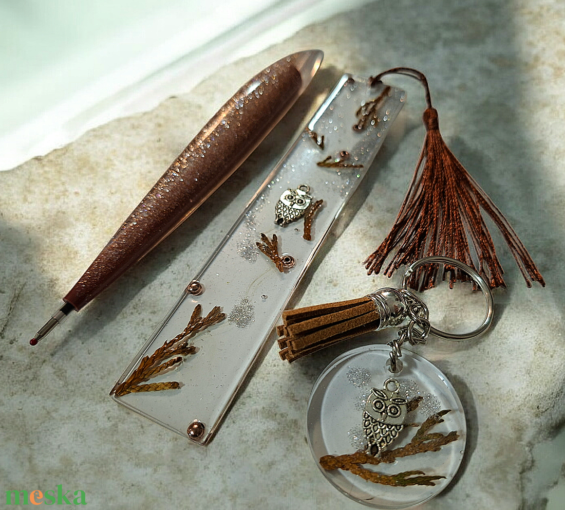 Baglyos toll, kulcstartó és könyvjelző szett  - könyv & zene - könyvjelző - Meska.hu