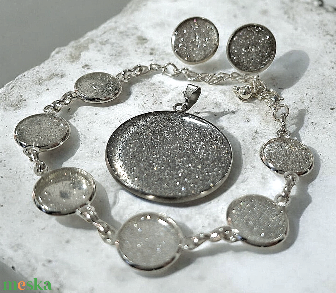 Ezüs Csillámos ékszer szett  - ékszer - ékszerszett - Meska.hu