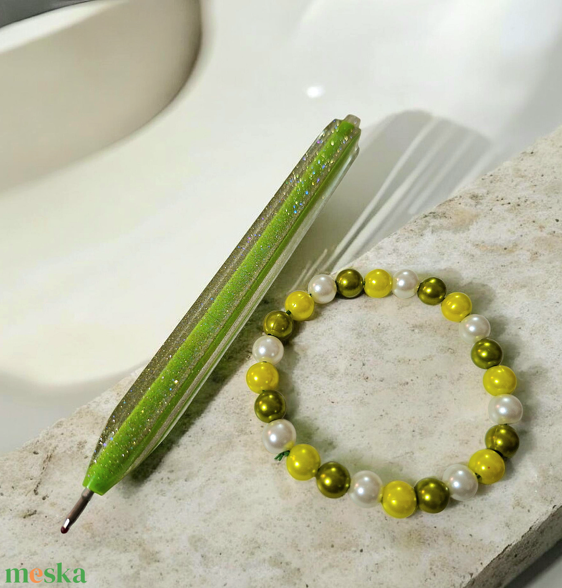 Csillogós toll és karkötő szett  - otthon & életmód - papír, írószer - ceruza & toll - Meska.hu