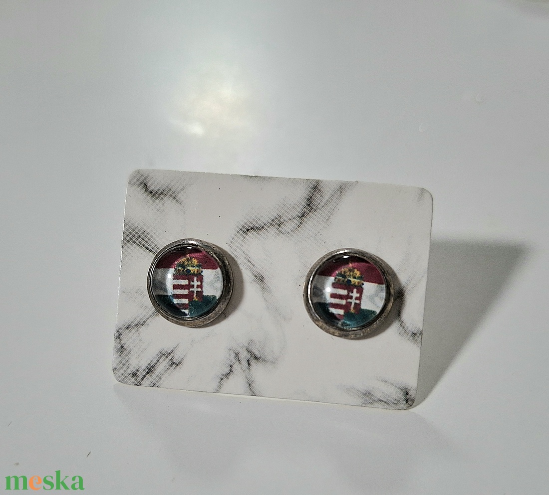 Magyar címeres fülbevaló 8mm - esküvő - ékszer - fülbevaló - Meska.hu