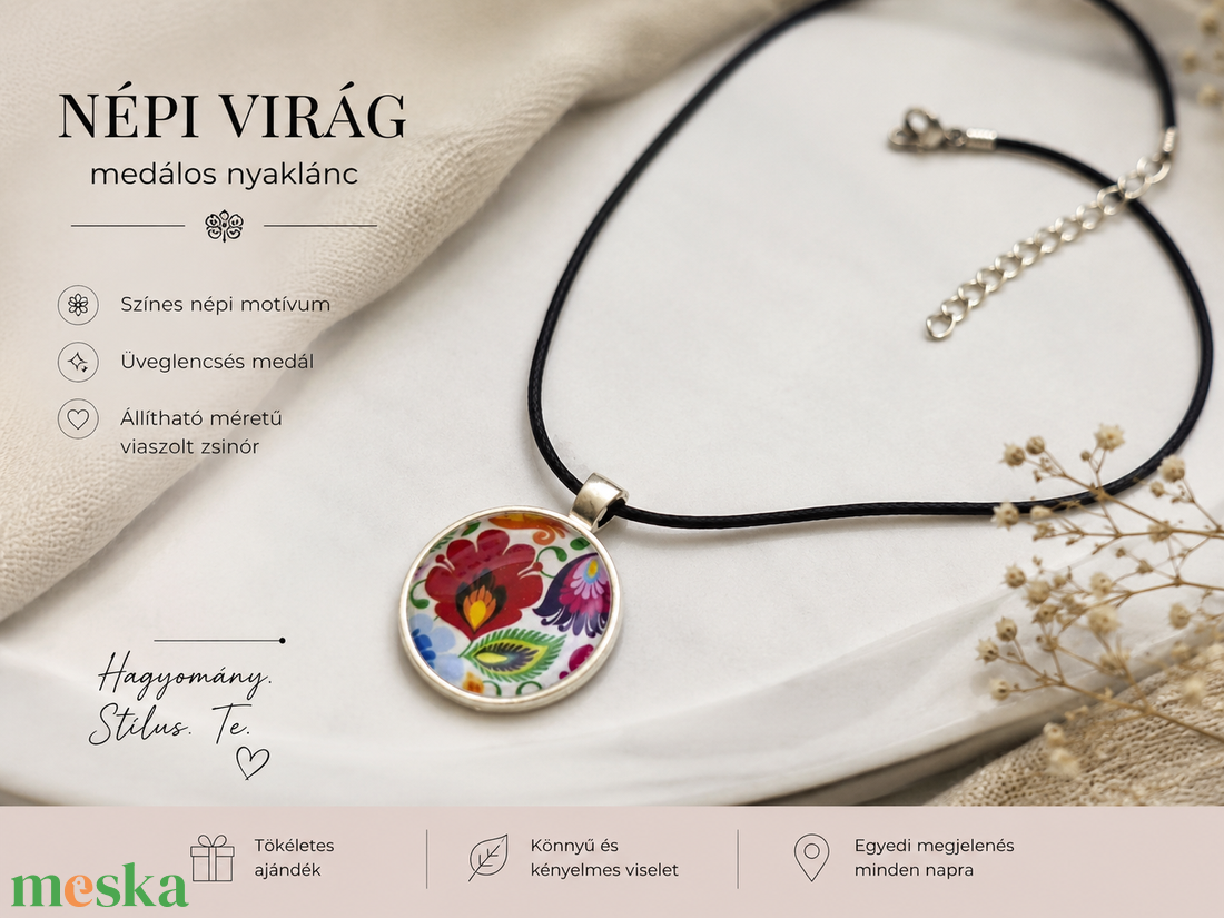 virágos nyaklánc  - ékszer - nyaklánc - medálos nyaklánc - Meska.hu