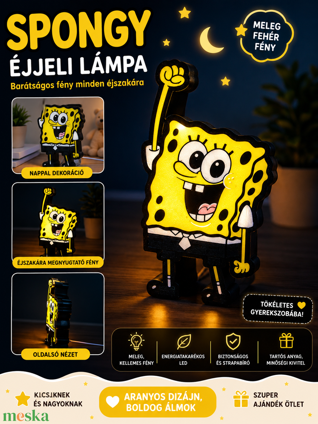 Spongyabob  éjjeli lámpa  - otthon & életmód - lámpa - hangulatlámpa - Meska.hu