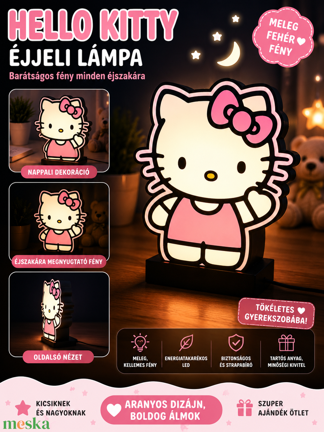 Hello Kitty  éjjeli lámpa  - otthon & életmód - lámpa - hangulatlámpa - Meska.hu