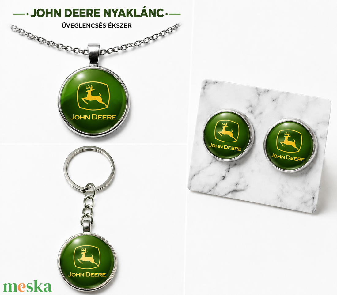 John Deere ihlette üveglencsés ékszerek - ékszer - ékszerszett - Meska.hu