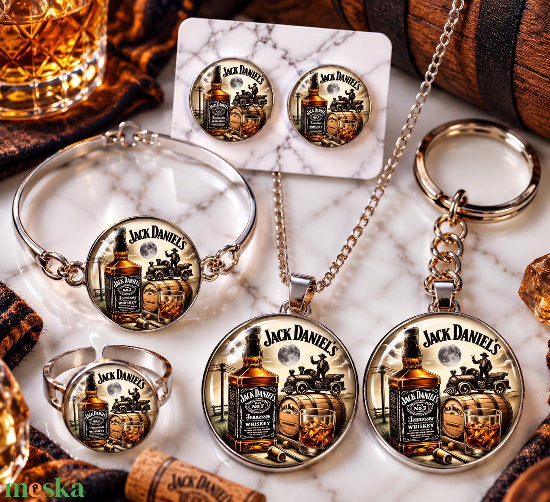 Jack Daniels üveglencsés ékszerek  - ékszer - ékszerszett - Meska.hu
