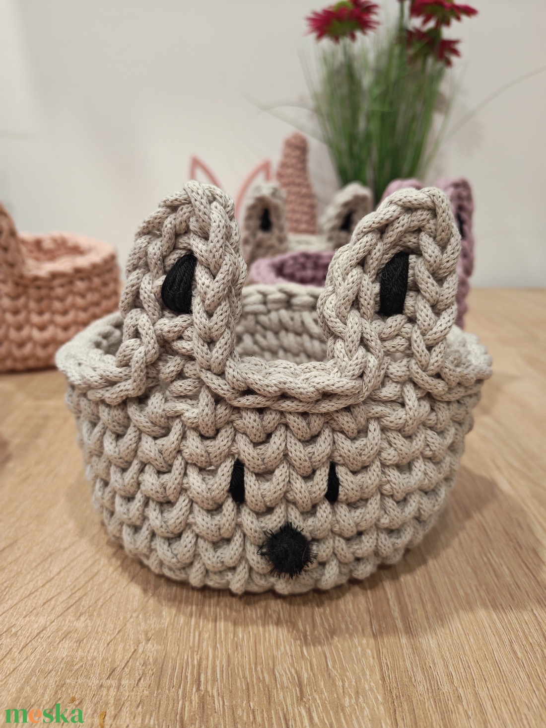 Nyuszis horgolt tároló - otthon & életmód - tárolás & rendszerezés - doboz - Meska.hu