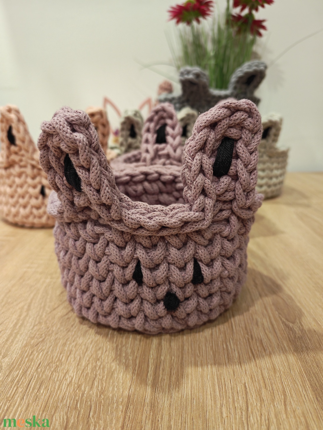 Nyuszis horgolt tároló - otthon & életmód - tárolás & rendszerezés - doboz - Meska.hu