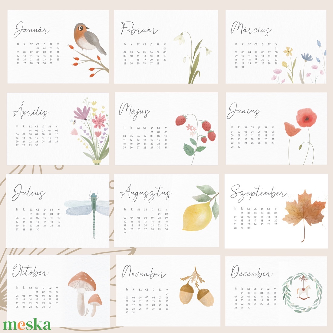 Asztali naptár 2026 - otthon & életmód - papír, írószer - naptár & tervező - Meska.hu