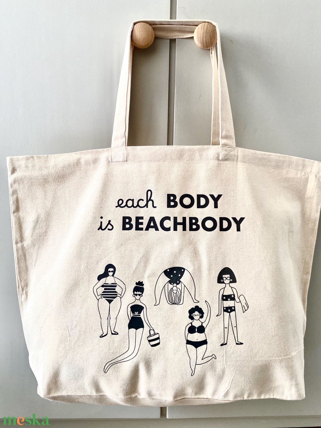 Nagyméretű vászon strandtáska  - táska & tok - kézitáska & válltáska - nagy pakolós táska - Meska.hu