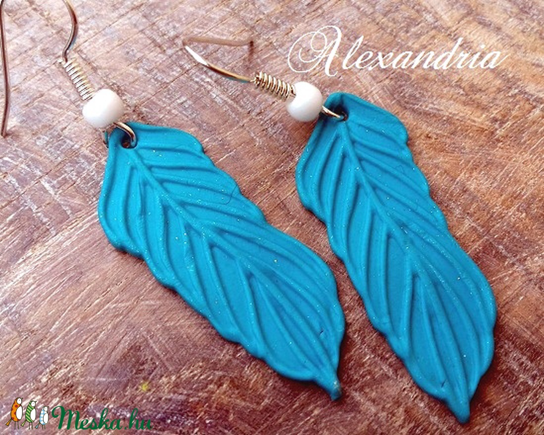Türkiz tollak - ékszer - fülbevaló - lógó fülbevaló - Meska.hu