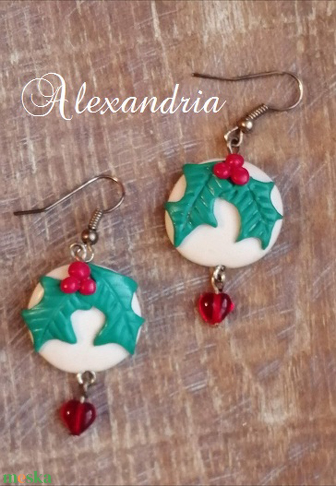 Magyalos  fülbevaló - ékszer - fülbevaló - lógós kerek fülbevaló - Meska.hu