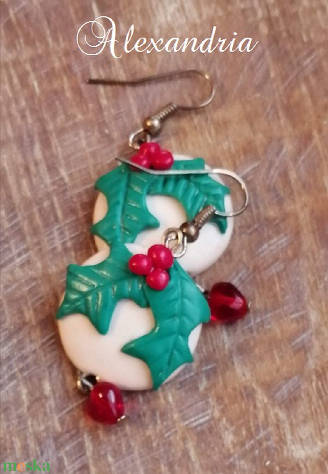 Magyalos  fülbevaló - ékszer - fülbevaló - lógós kerek fülbevaló - Meska.hu