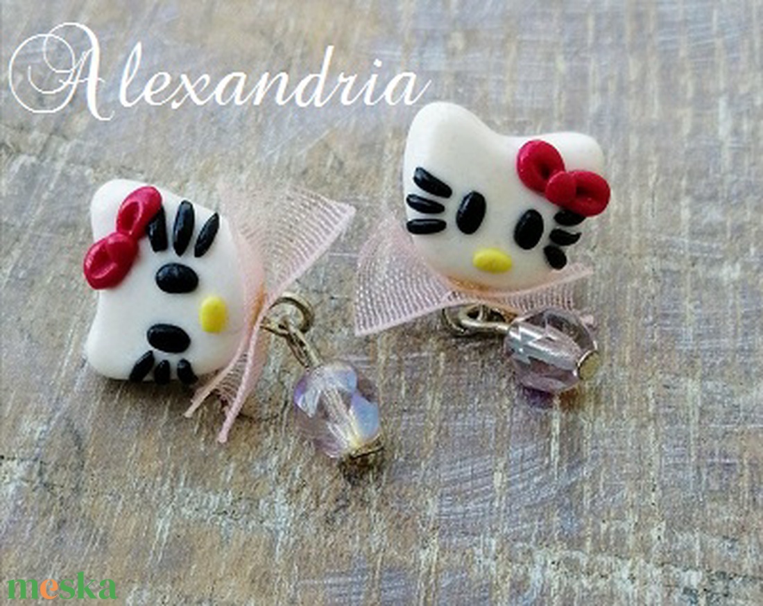 Hello Kitty  - ékszer - fülbevaló - lógó fülbevaló - Meska.hu