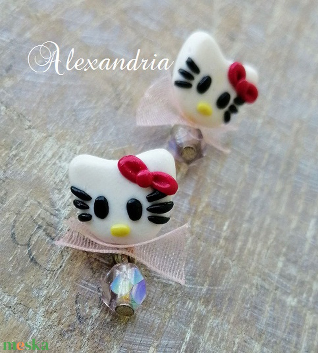 Hello Kitty  - ékszer - fülbevaló - lógó fülbevaló - Meska.hu